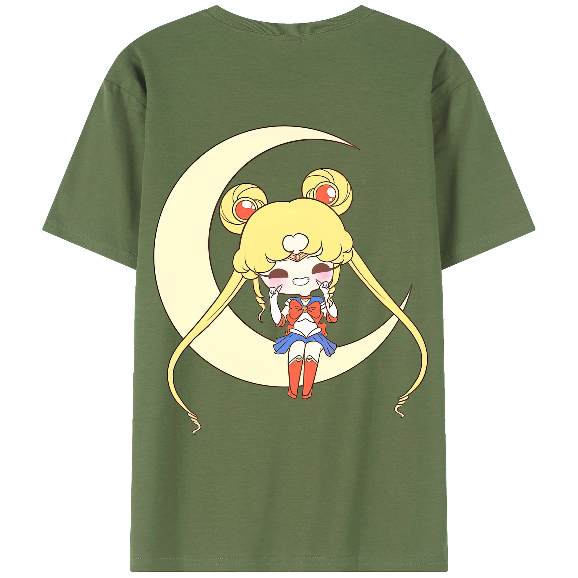 （画像用） 美少女戦士セーラームーン 月野 うさぎ つきの うさぎ Sailor Moon Tsukino Usagi 綿100％ メンズ半袖Tシャツ（バックプリント） 通気性